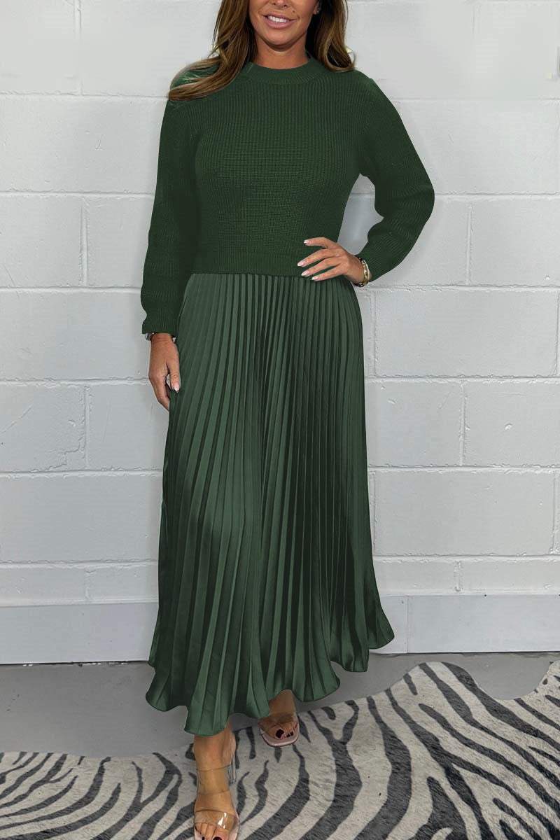 Dorotea | Langer Pullover mit Faltenrock und langen Ärmeln
