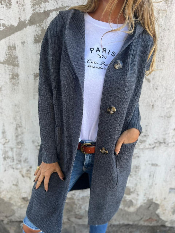 Heidi | Lässiger langer Cardigan für Damen mit V-Ausschnitt und langen Ärmeln