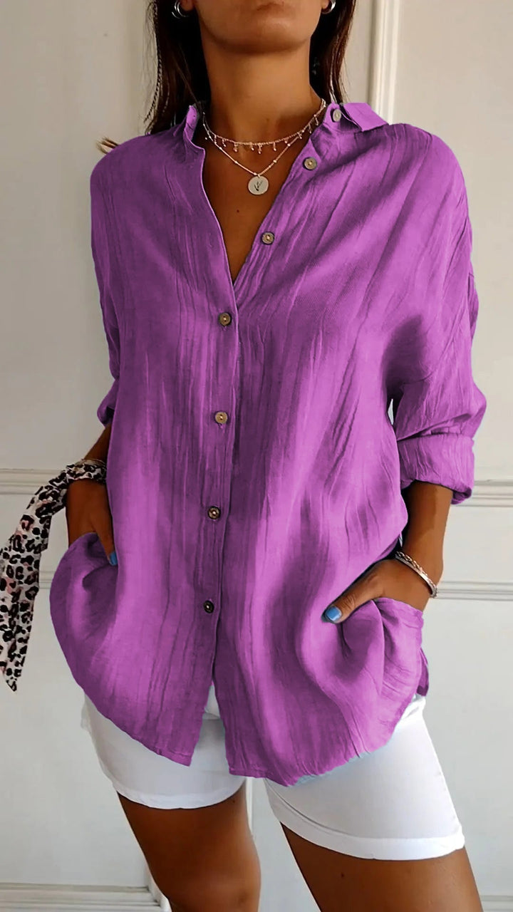Saskia | Elegantes Damen-Shirt mit V-Ausschnitt und langen Ärmeln
