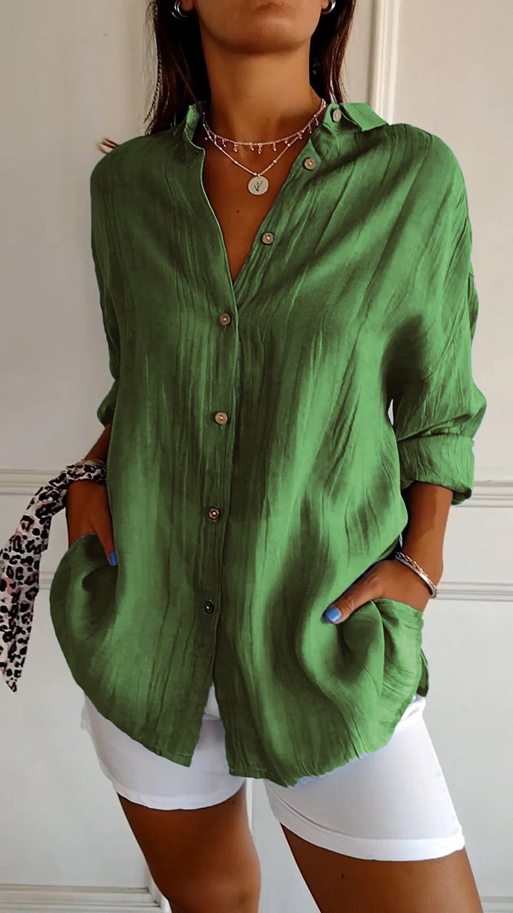 Saskia | Elegantes Damen-Shirt mit V-Ausschnitt und langen Ärmeln
