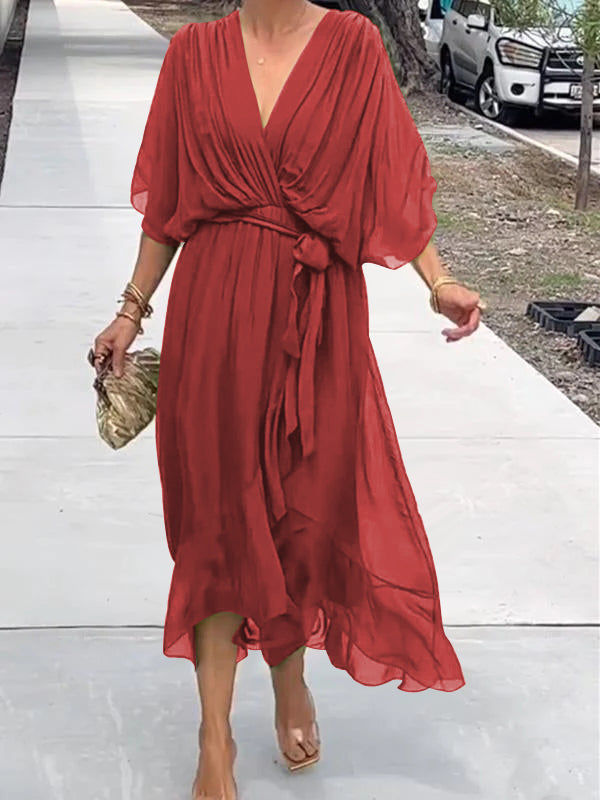 Fiorella | Elegantes Midikleid für Damen mit V-ausschnitt