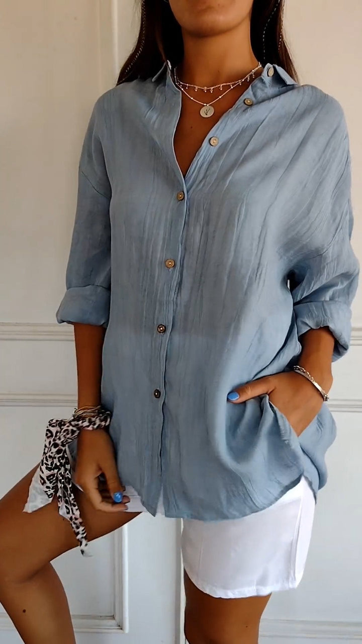 Saskia | Elegantes Damen-Shirt mit V-Ausschnitt und langen Ärmeln