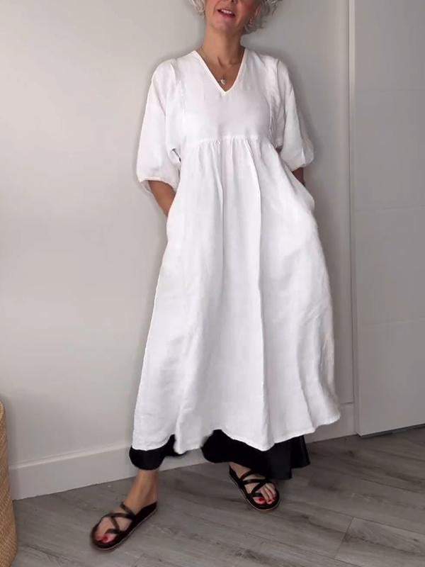 Elora | Klassisches Komfortkleid mit Rundhalsausschnitt und langen Ärmeln