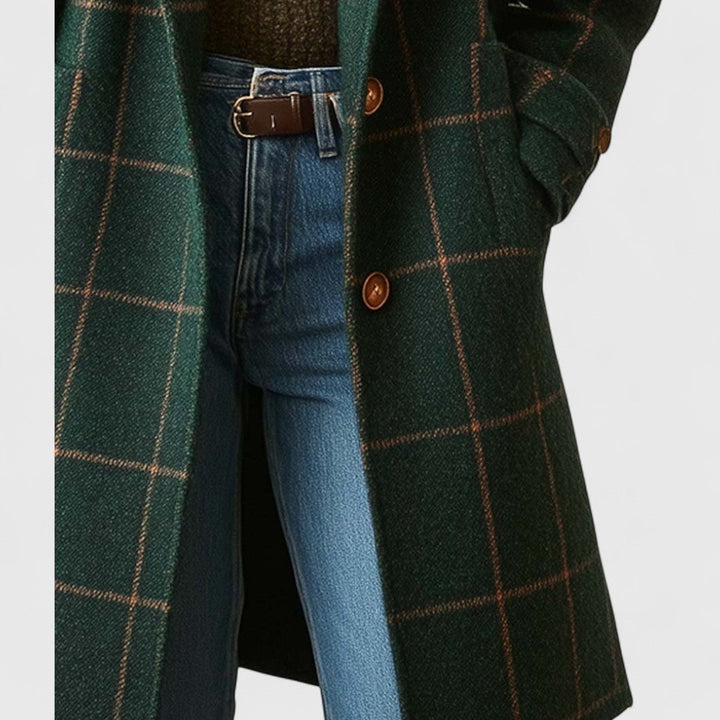 Aliah | Eleganter Mantel für Damen mit langen Ärmeln und Karomuster