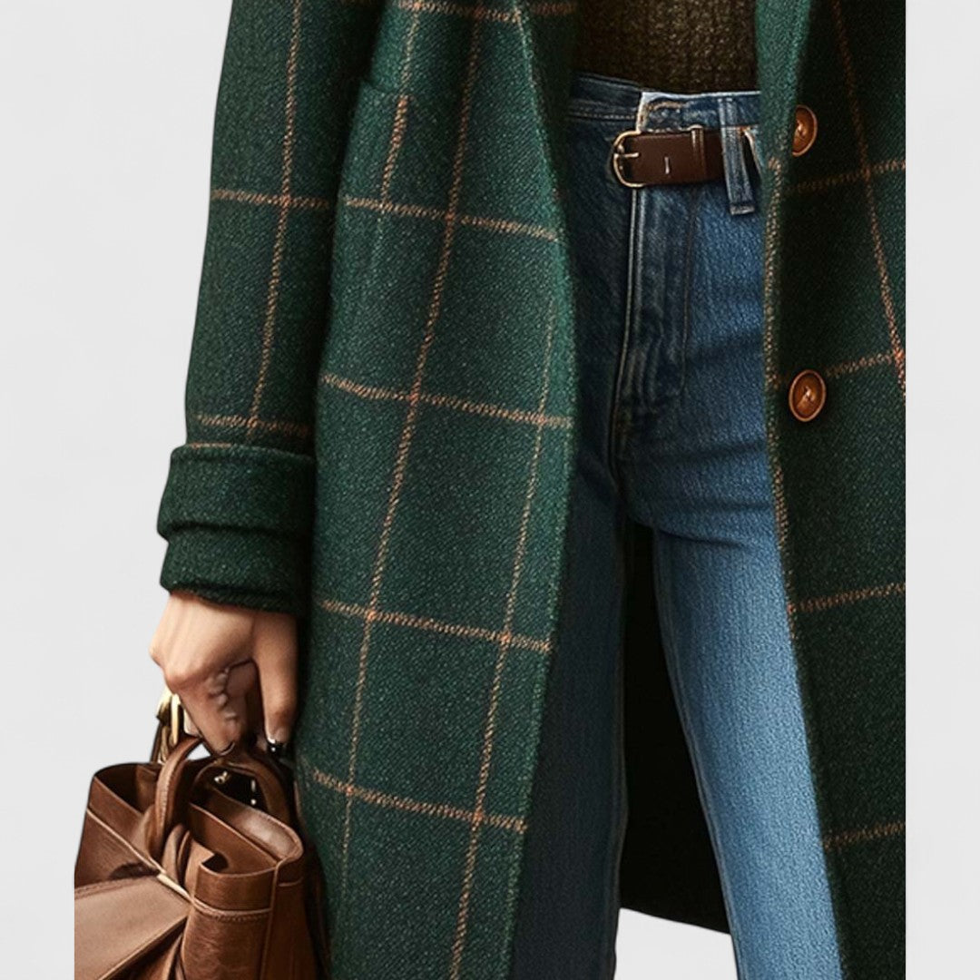 Aliah | Eleganter Mantel für Damen mit langen Ärmeln und Karomuster