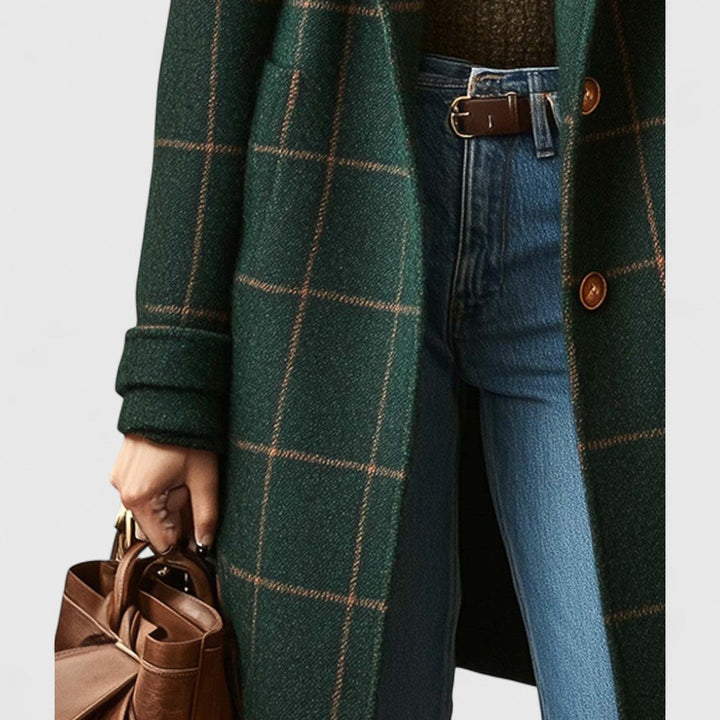 Aliah | Eleganter Mantel für Damen mit langen Ärmeln und Karomuster