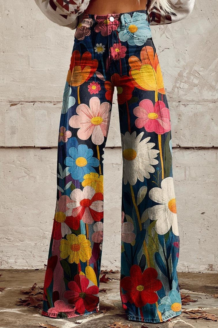 Chloé | Boho Vintage Hose für Damen mit weiter Passform und hohem Bund