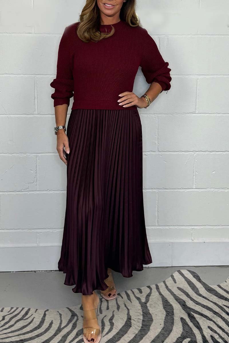 Dorotea | Langer Pullover mit Faltenrock und langen Ärmeln