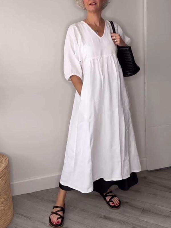 Elora | Klassisches Komfortkleid mit Rundhalsausschnitt und langen Ärmeln