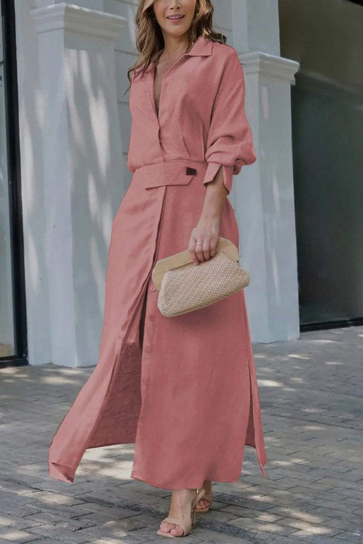 Arwen | Maxikleid für Damen mit V-Ausschnitt und langen Ärmeln