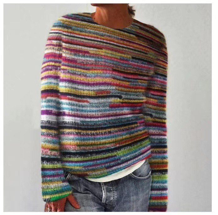 SILVIA | Retro-Pullover für Damen mit Rundhalsausschnitt und langen Ärmeln