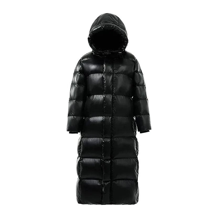 Phoebe | Luxe Longline Daunen Pufferjacke für Damen mit Kapuze und langen Ärmeln