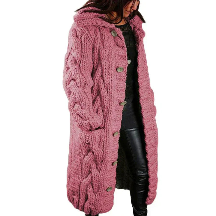 Gabriella | Damen Langer Cardigan mit Kapuze und langen Ärmeln