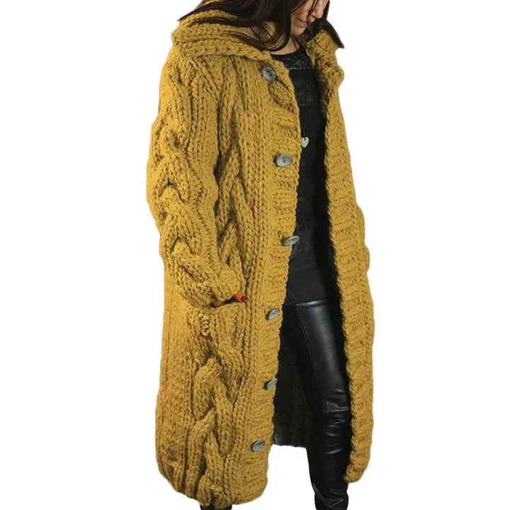 Gabriella | Damen Langer Cardigan mit Kapuze und langen Ärmeln