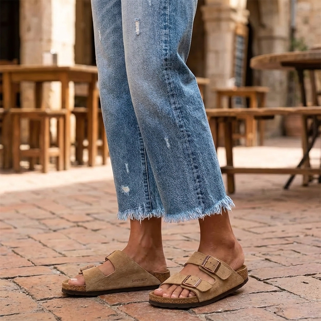 Vivara | Vintage-inspirierte, cropped Straight Leg Jeans für Damen mit Fransen