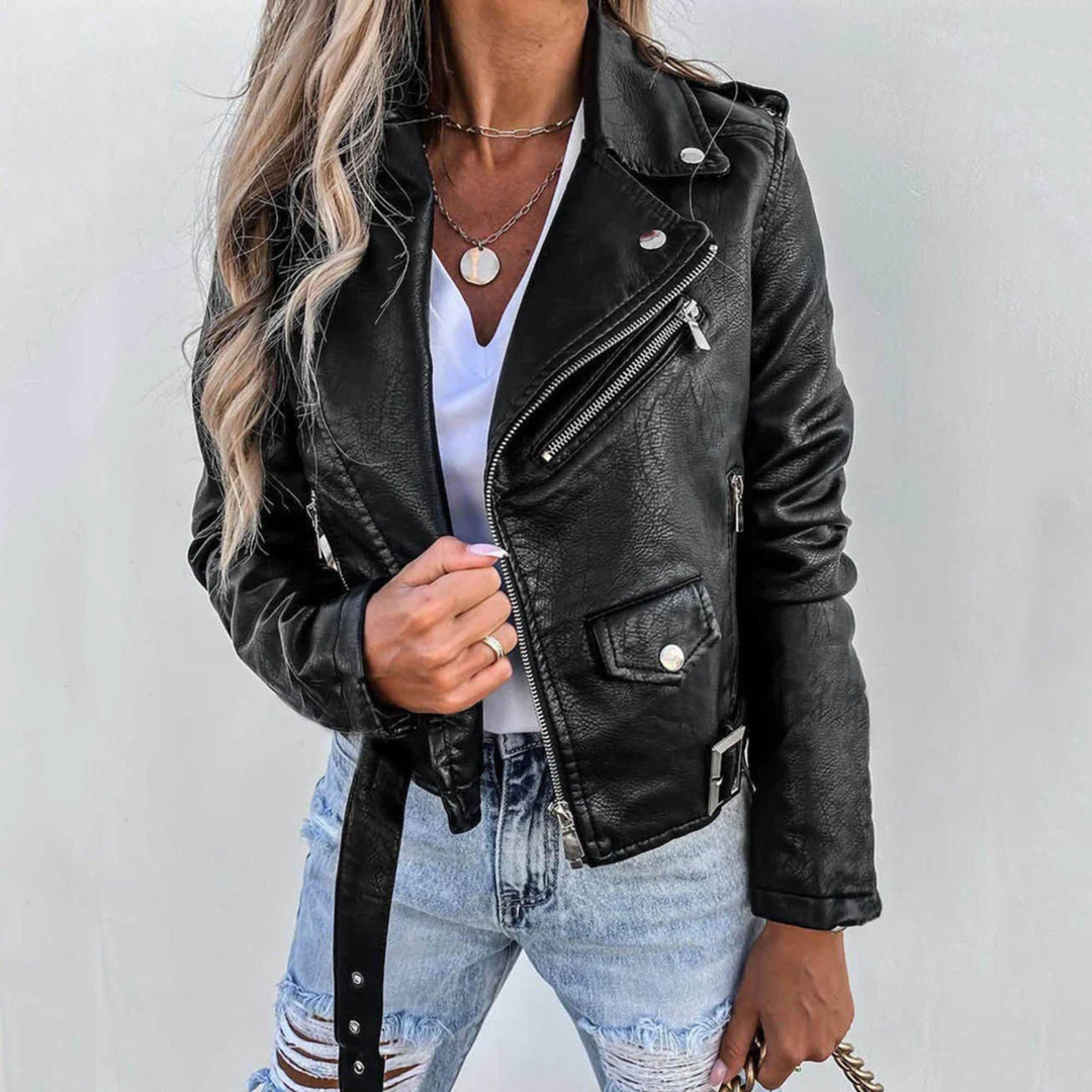 Damen Jacke mit Taschen und Gürtel, Langarm