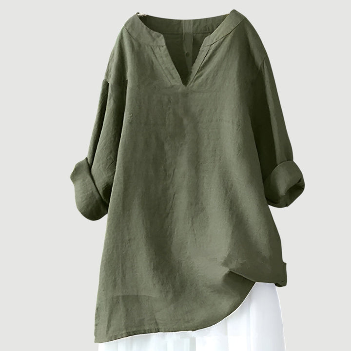 Emaliah | Luftiges, Bequemes Shirt für Damen mit V-Ausschnitt und langen Ärmeln