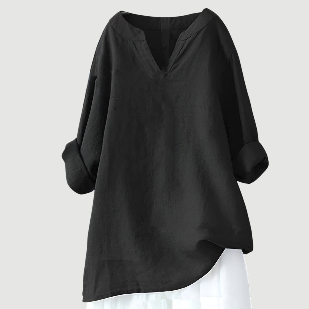 Emaliah | Luftiges, Bequemes Shirt für Damen mit V-Ausschnitt und langen Ärmeln