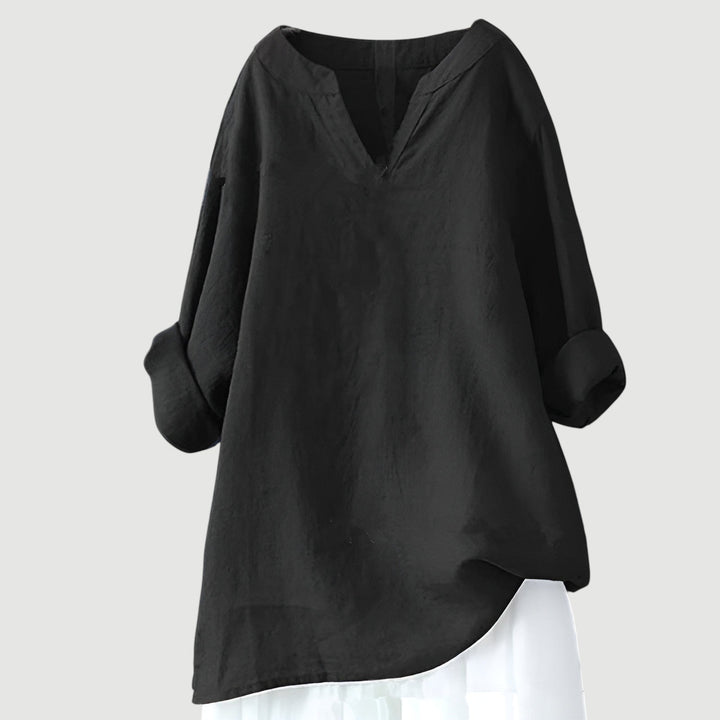 Emaliah | Luftiges, Bequemes Shirt für Damen mit V-Ausschnitt und langen Ärmeln