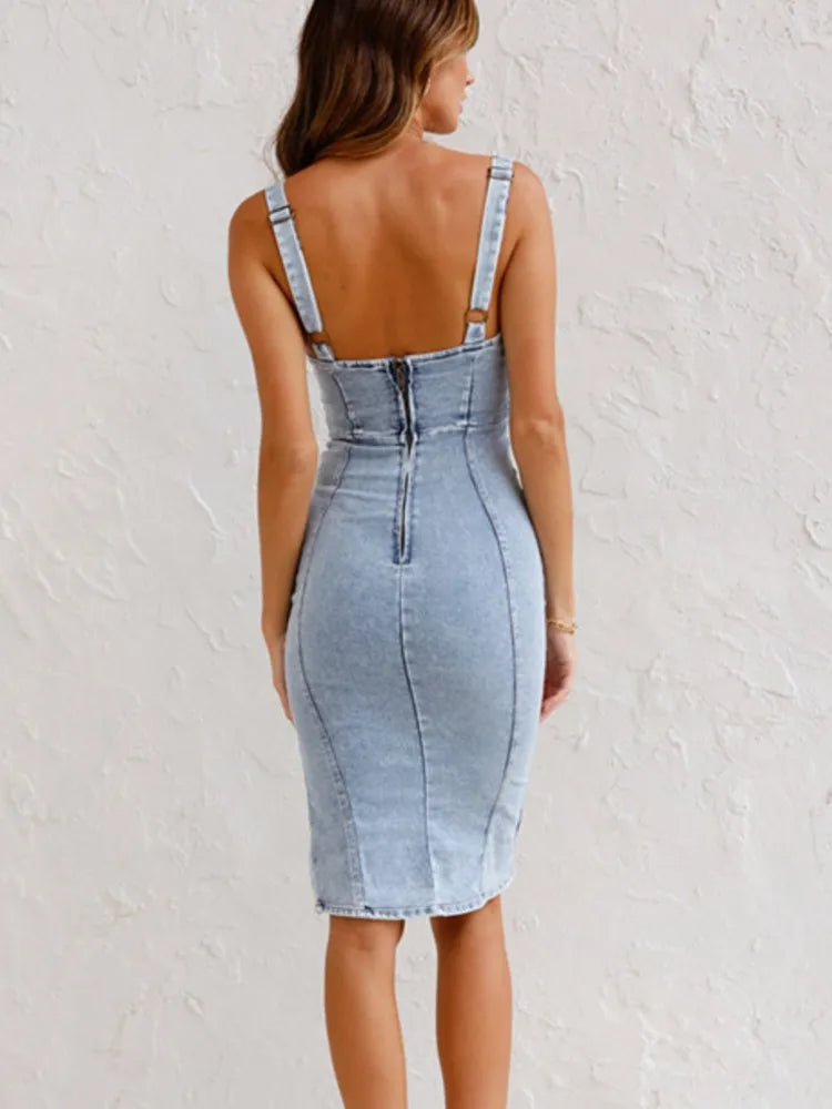 Mirabella | Denim-Midikleid für Damen mit verstellbaren Trägern
