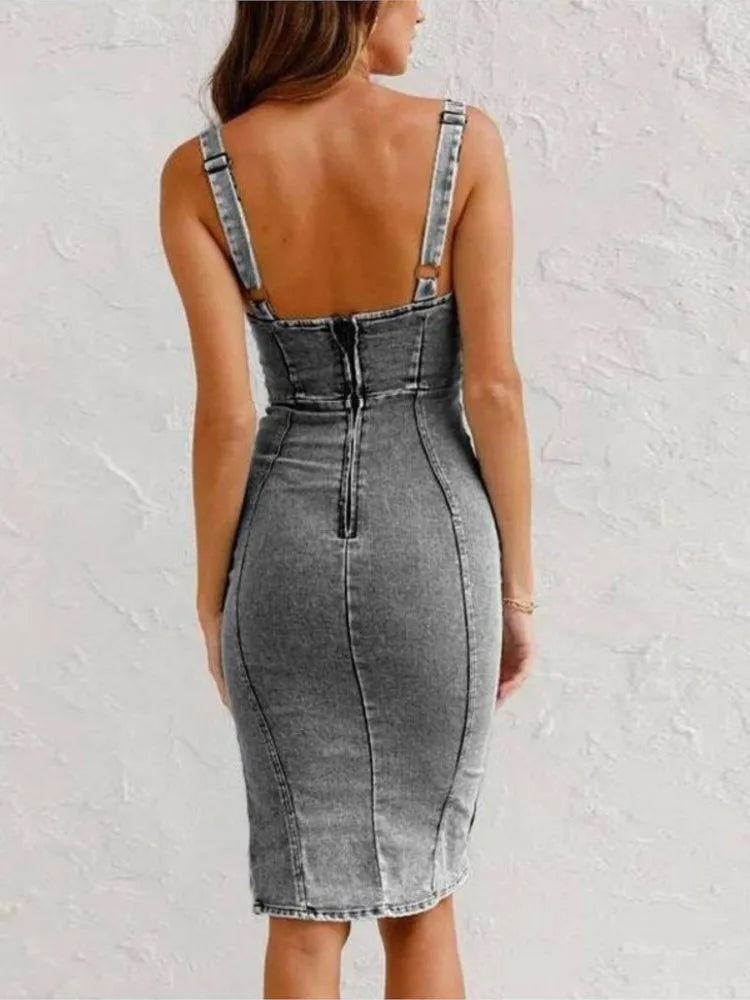 Mirabella | Denim-Midikleid für Damen mit verstellbaren Trägern