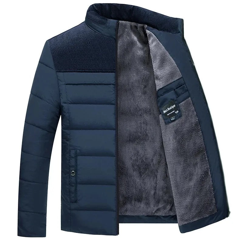 Elegante Gepolsterte Pufferjacke für Herren mit Stehkragen und langen Ärmeln