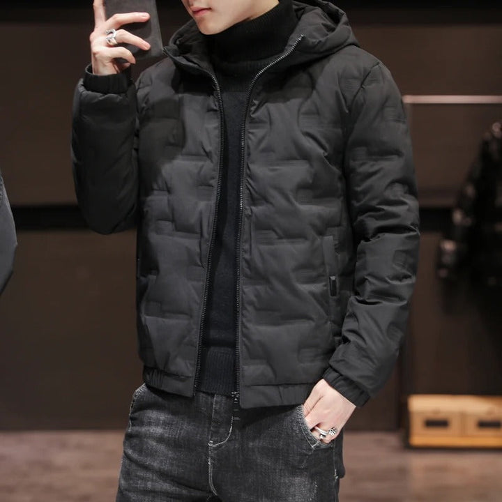 Elegante Herren-Pufferjacke mit Kapuze und langen Ärmeln