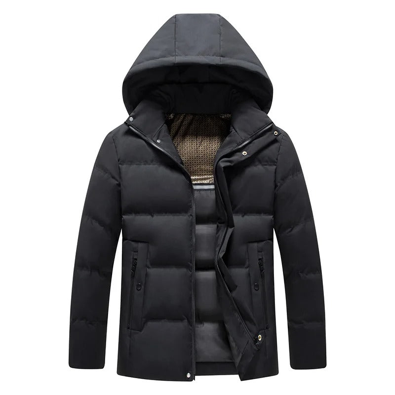 Elegante Wasserfeste Winterjacke für Herren mit Kapuze und langen Ärmeln