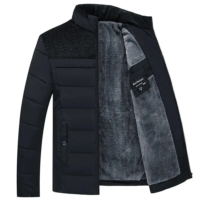 Elegante Gepolsterte Pufferjacke für Herren mit Stehkragen und langen Ärmeln