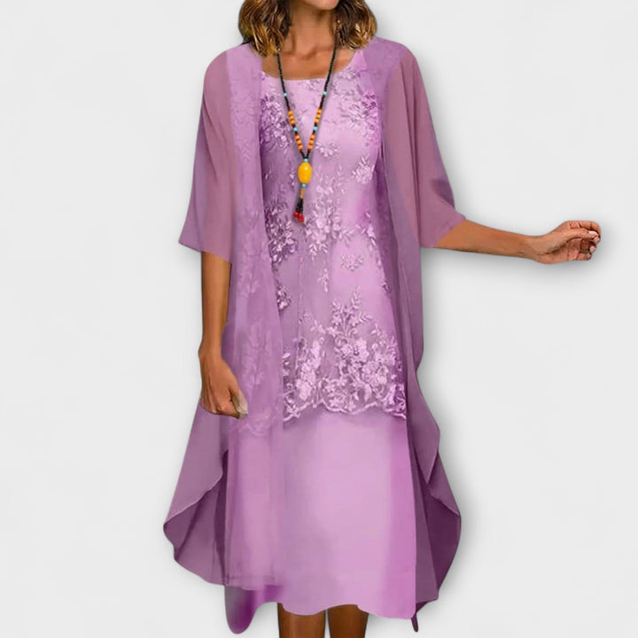 Penny | Elegantes Kleid für Damen mit Rundhalsausschnitt und kurzen Ärmeln