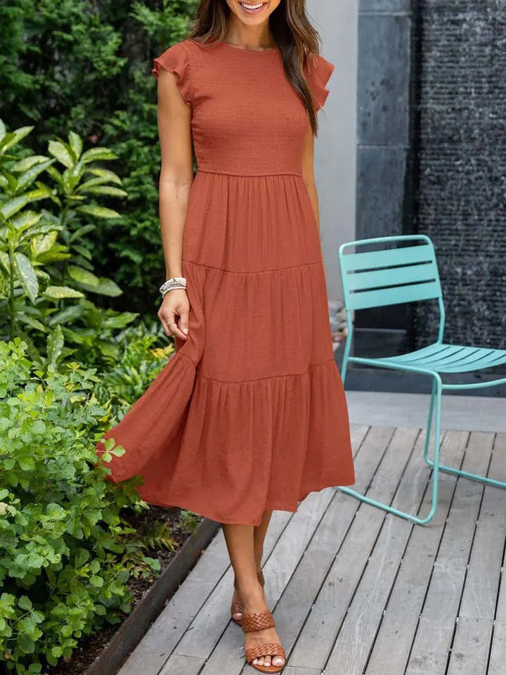 MEGHAN | Elegantes Kleid mit Bauchbedeckung und langen Ärmeln