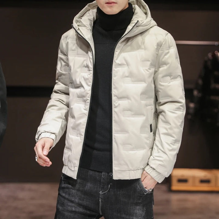 Elegante Herren-Pufferjacke mit Kapuze und langen Ärmeln
