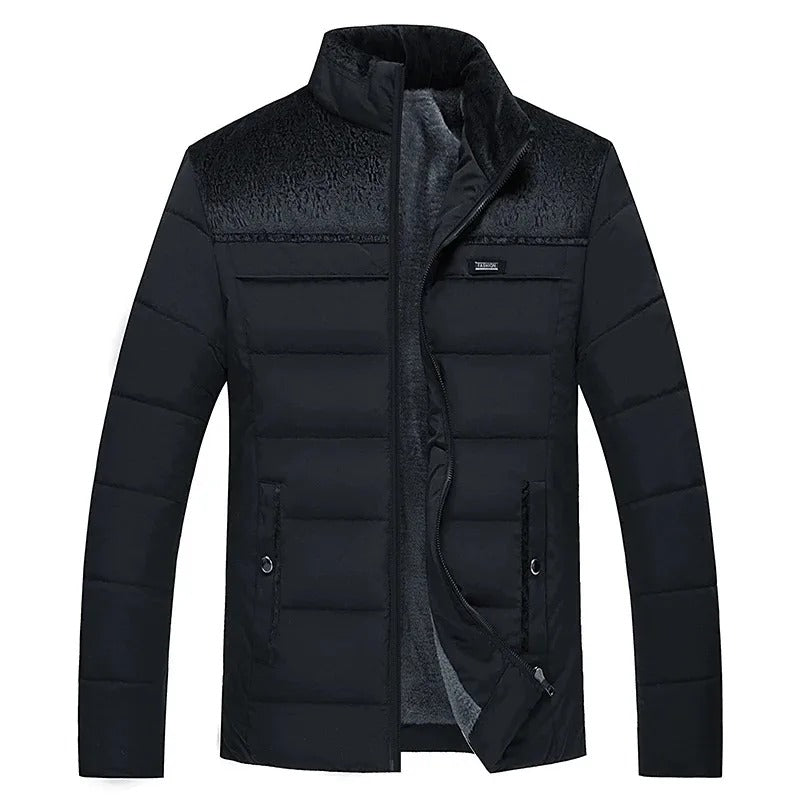 Elegante Gepolsterte Pufferjacke für Herren mit Stehkragen und langen Ärmeln