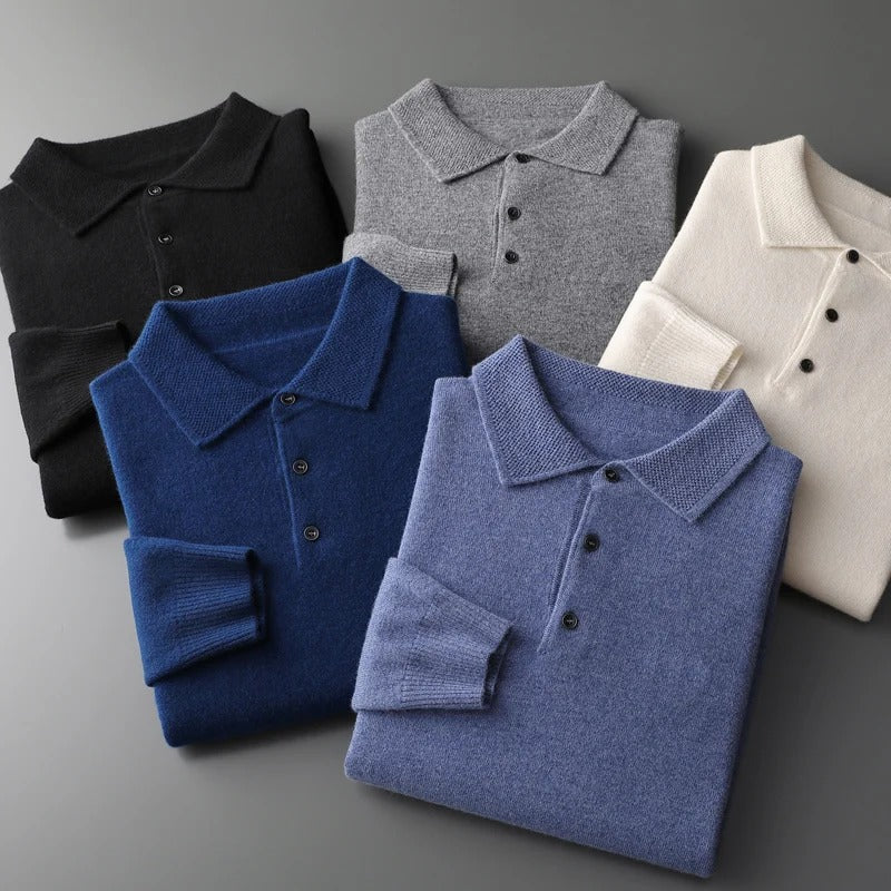 Tobias | Polo Business Pullover für Herren mit langen Ärmeln