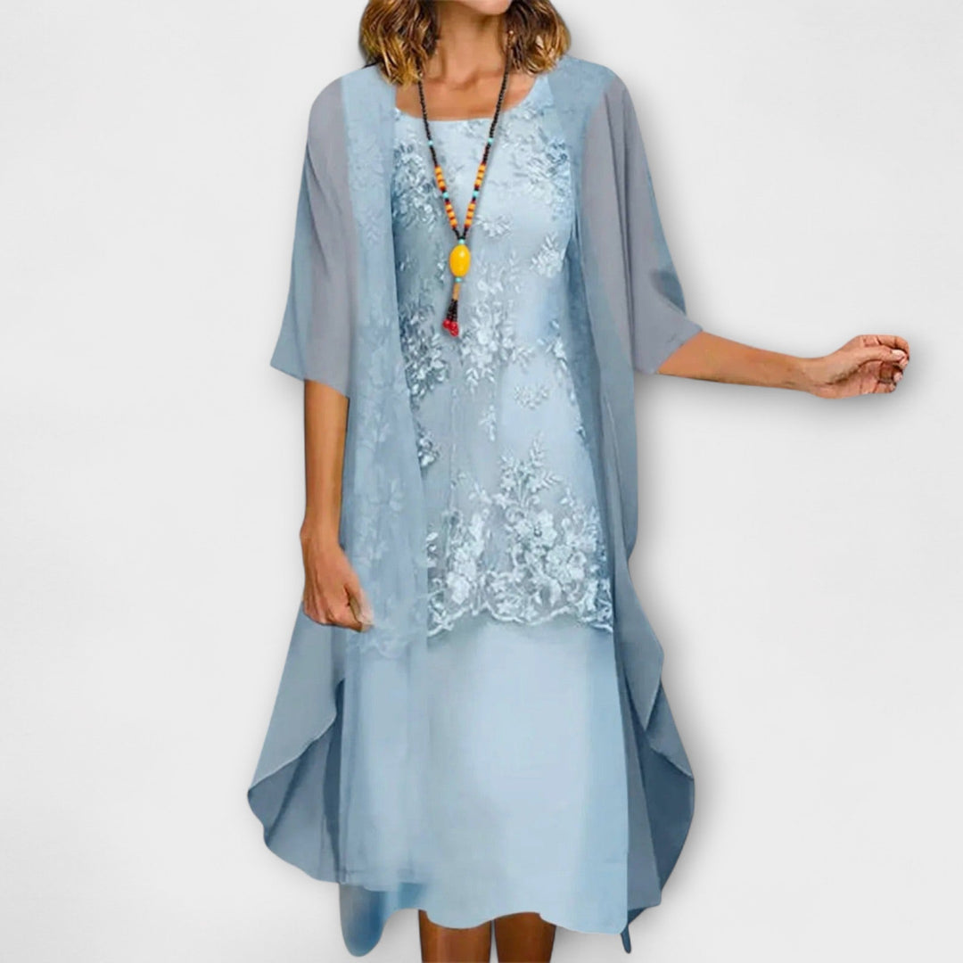 Penny | Elegantes Kleid für Damen mit Rundhalsausschnitt und kurzen Ärmeln