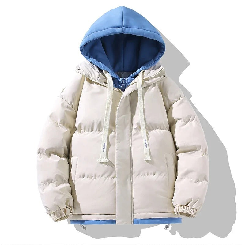 Lässige Pufferjacke für Herren mit Kapuze und langen Ärmeln