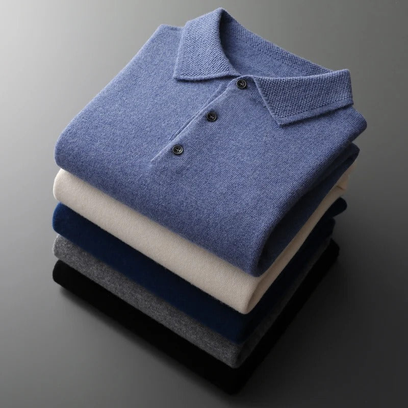 Tobias | Polo Business Pullover für Herren mit langen Ärmeln