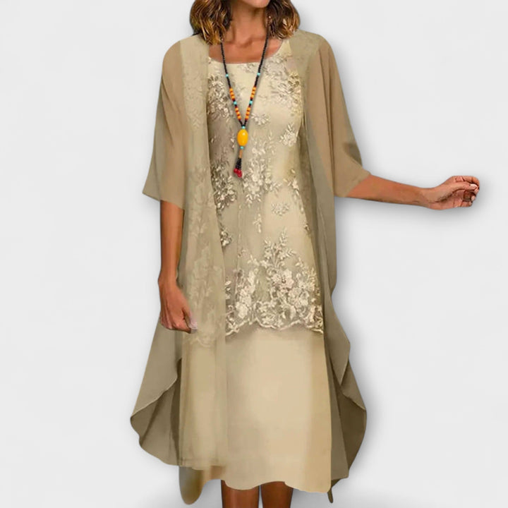 Penny | Elegantes Kleid für Damen mit Rundhalsausschnitt und kurzen Ärmeln
