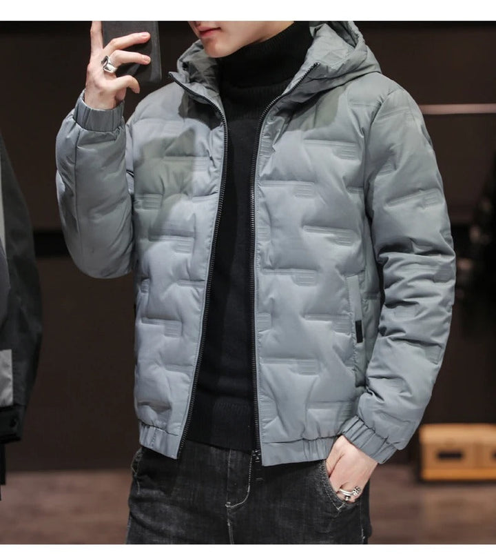Elegante Herren-Pufferjacke mit Kapuze und langen Ärmeln