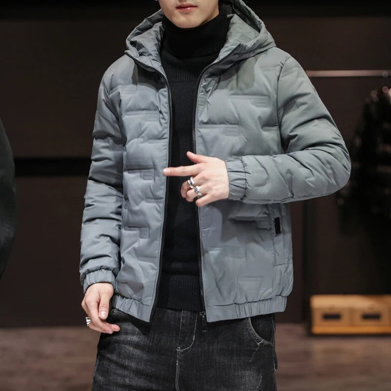 Elegante Herren-Pufferjacke mit Kapuze und langen Ärmeln