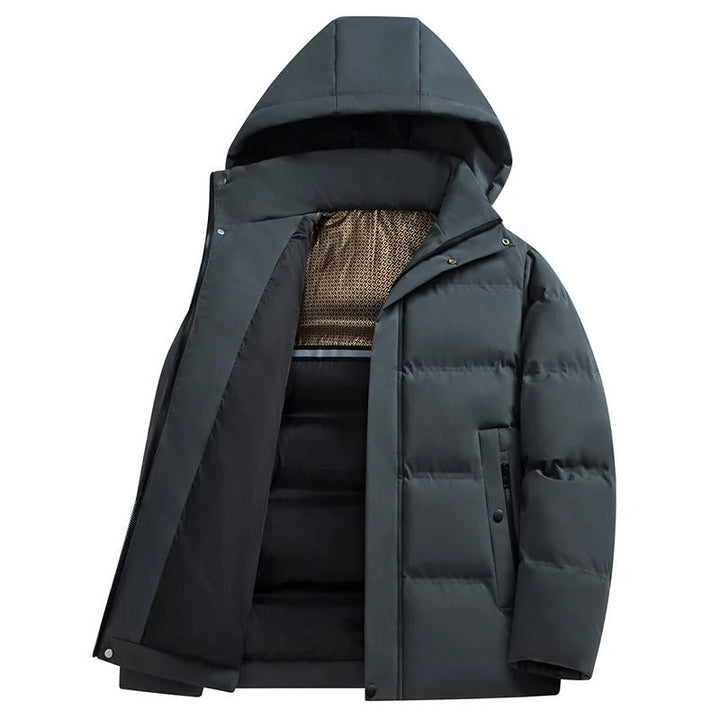 Elegante Wasserfeste Winterjacke für Herren mit Kapuze und langen Ärmeln