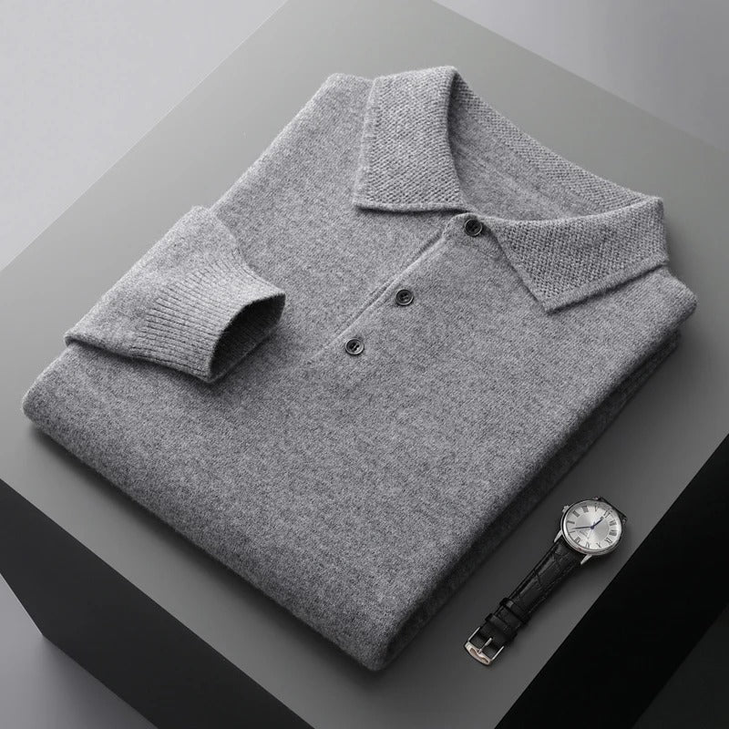 Tobias | Polo Business Pullover für Herren mit langen Ärmeln