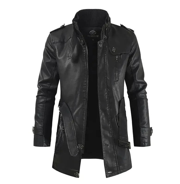 Elegante Lange Bikerjacke für Herren mit langen Ärmeln
