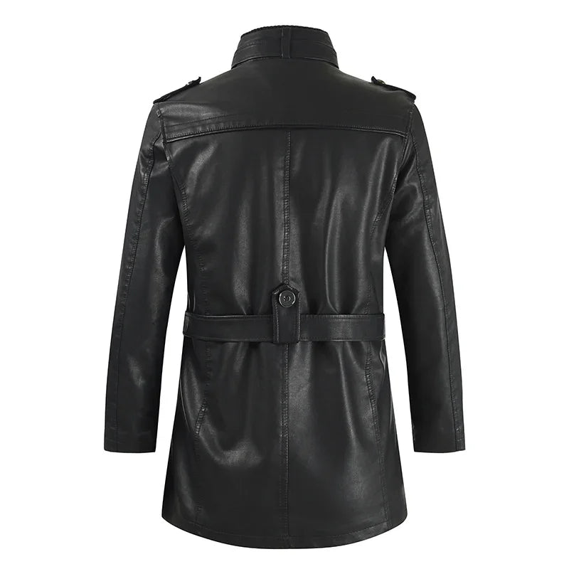 Elegante Lange Bikerjacke für Herren mit langen Ärmeln