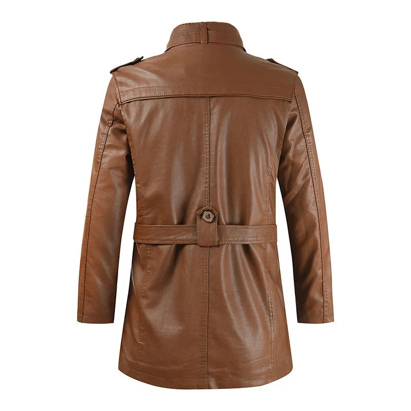 Elegante Lange Bikerjacke für Herren mit langen Ärmeln