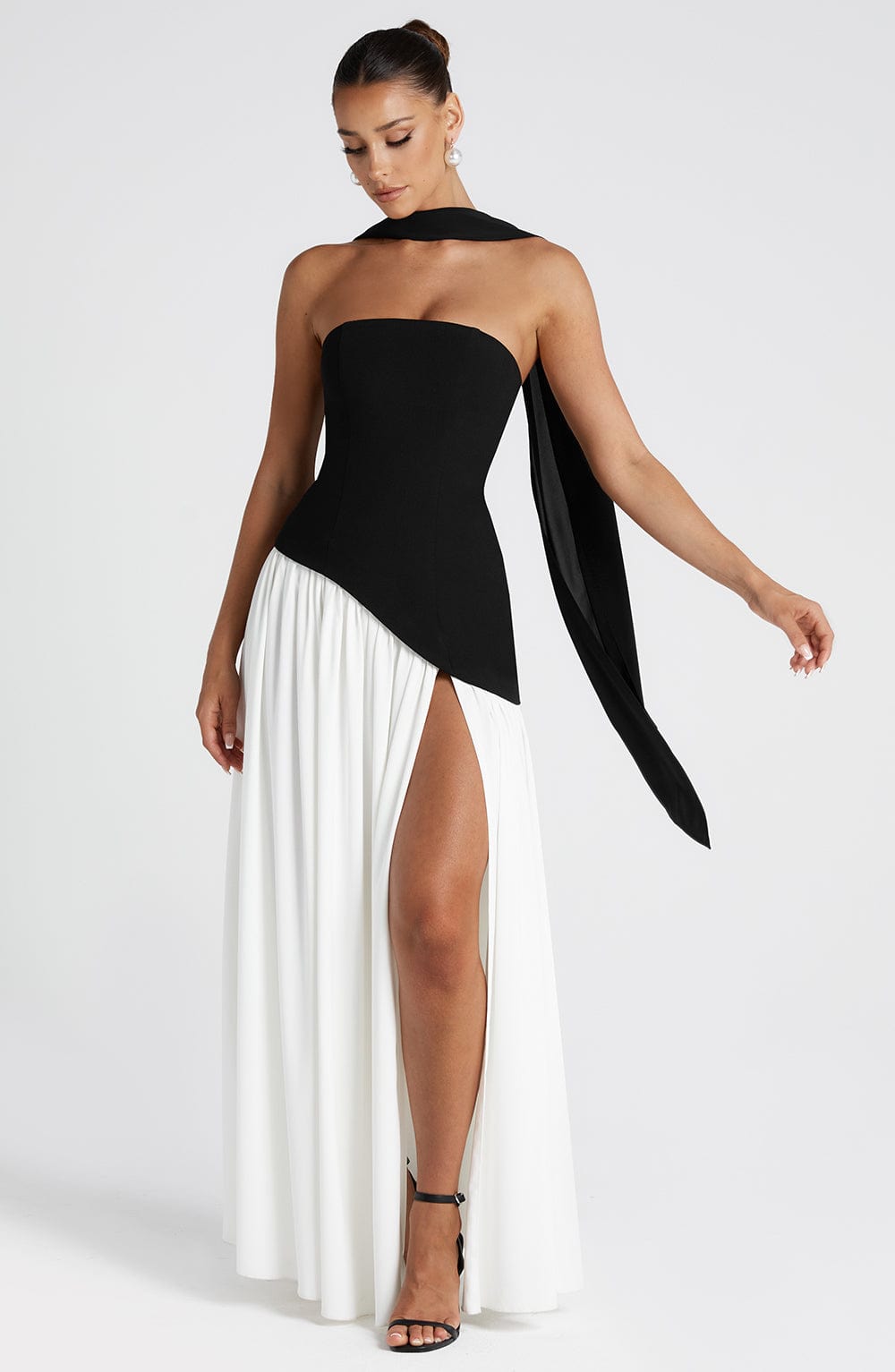 Damen Trägerloses Korsett-Maxikleid mit Seitenschlitz
