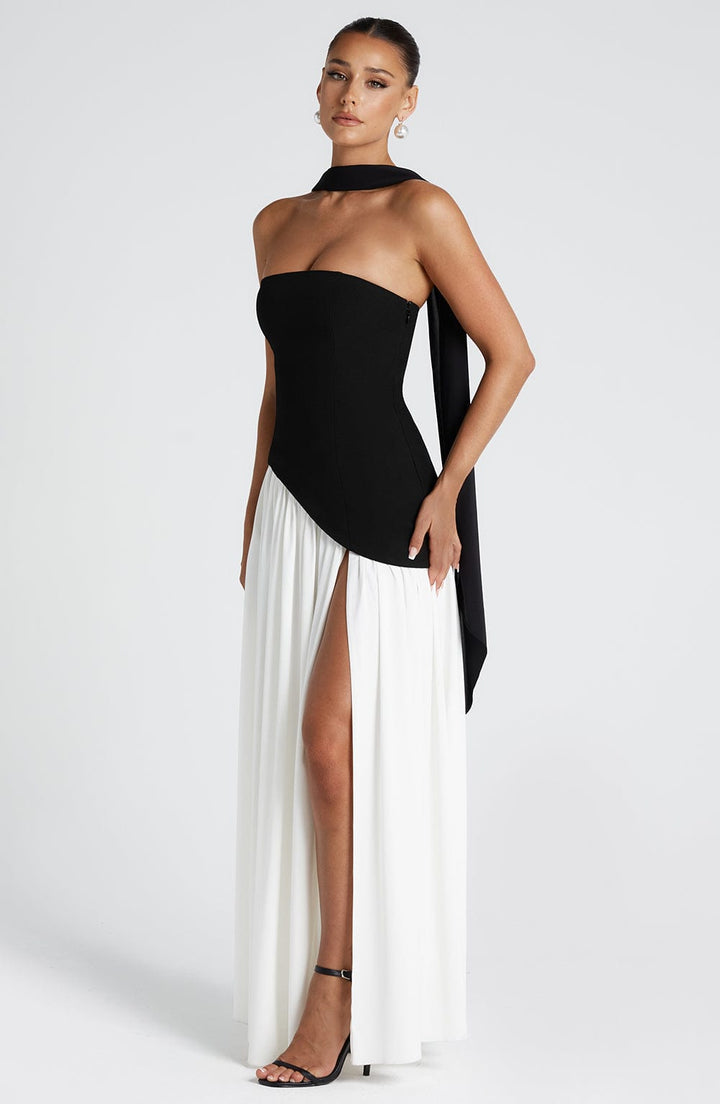 Damen Trägerloses Korsett-Maxikleid mit Seitenschlitz