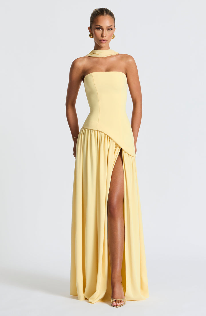 Damen Trägerloses Korsett-Maxikleid mit Seitenschlitz