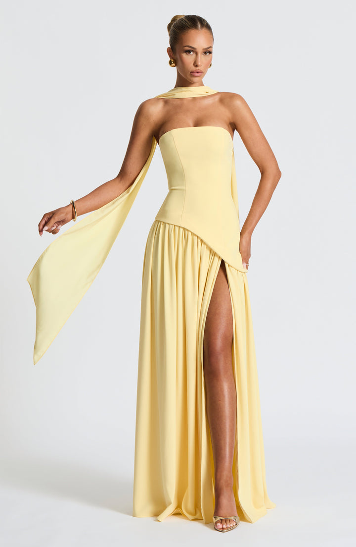 Damen Trägerloses Korsett-Maxikleid mit Seitenschlitz
