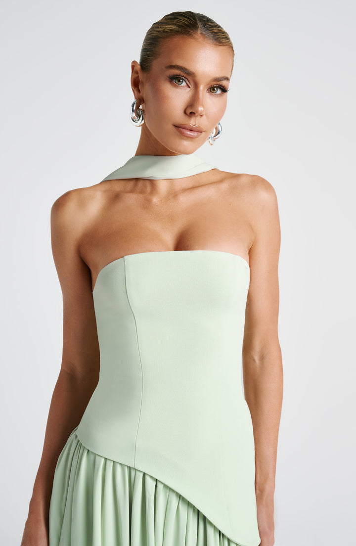 Damen Trägerloses Korsett-Maxikleid mit Seitenschlitz